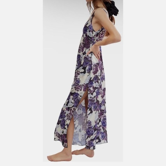 FREE PEOPLE NWT WORTH THE WAIT FLORAL DRESS IN DARK NIGHT LARGE - Picture 2 of 6